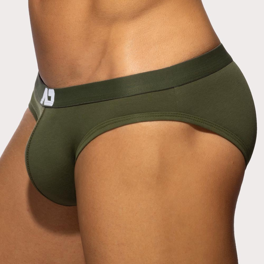Addicted Essential AD Bikini Brief - Herren Slip aus weicher Baumwolle mit schmalem Hüftband und AD Logo in khaki, back