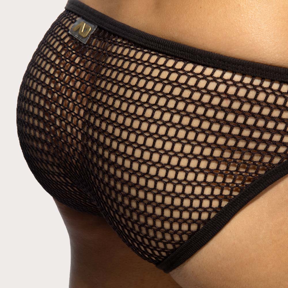 Addicted Opnwork Fabric Brief - breitmaschiger Mesh-Slip für Männer in braun, back