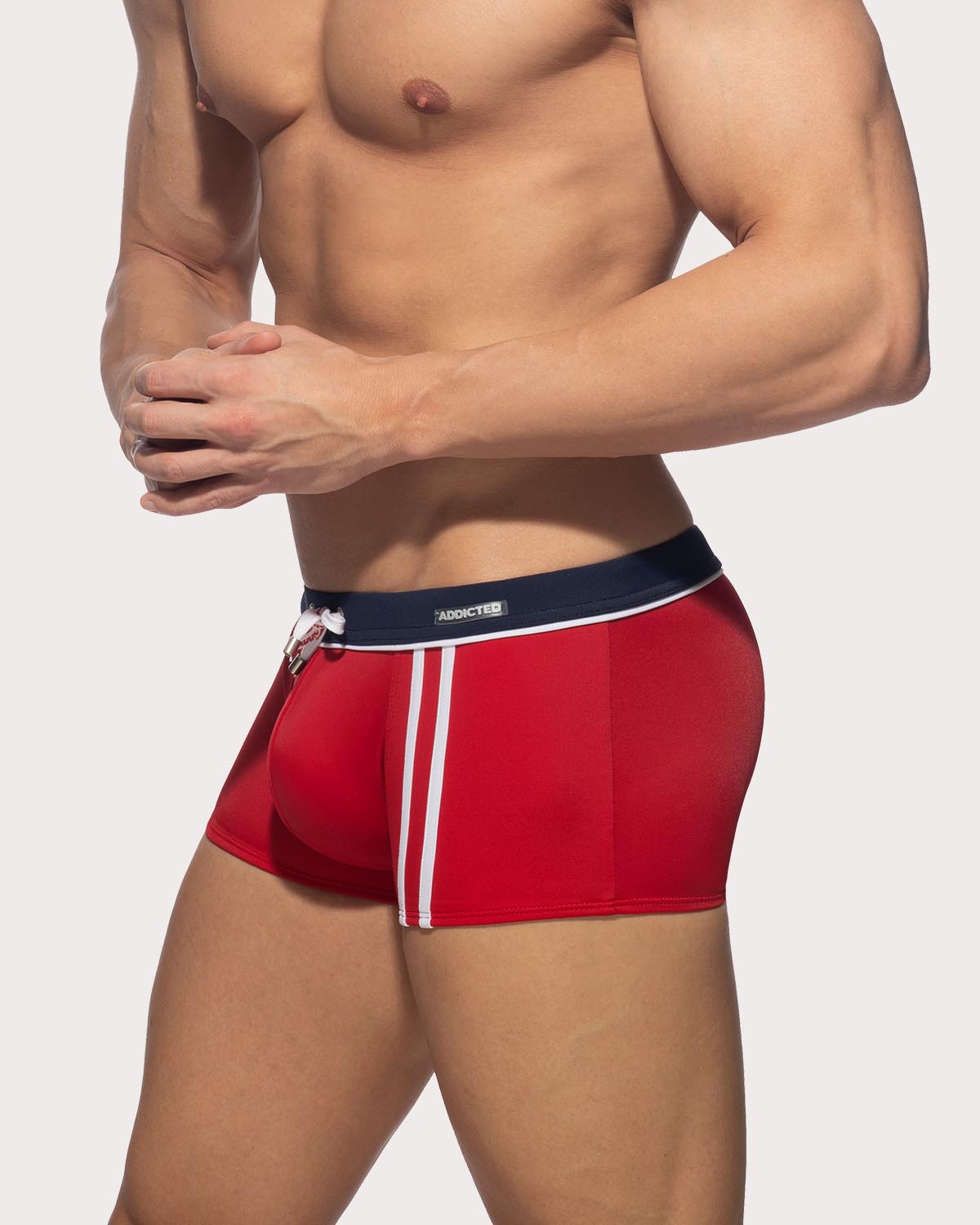 Addicted Badehose 'Detail Binding Swim Boxer' mit Push-Up Einlage in rot, side