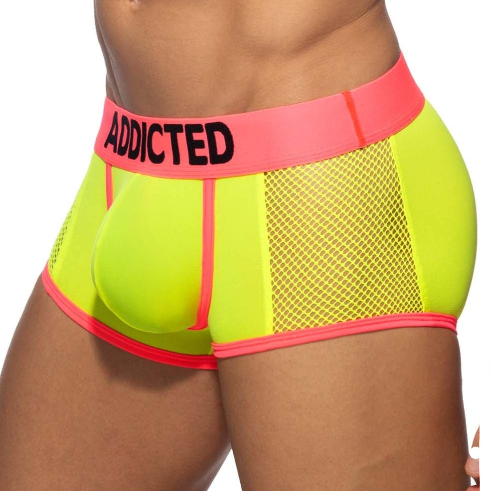 Addicted Neon Mesh Trunk - auffällige Boxershorts mit Mesh Elementen in neongelb-rosa