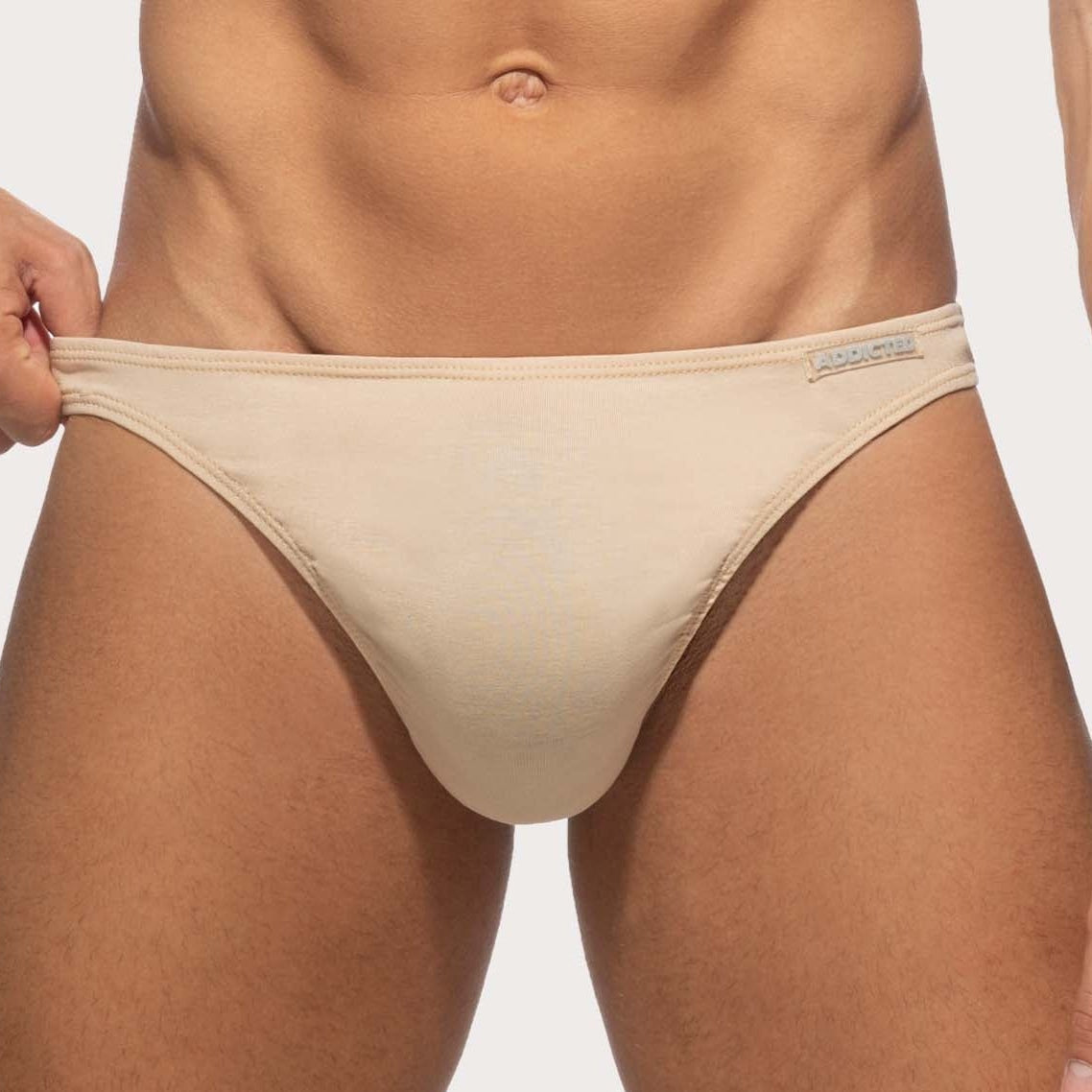 Addicted Herren String-Tanga 'Cotton Thong'  AD986 beige, front, 54093862404422, 54093862437190, 54093862469958, 54093862502726, 54093862535494