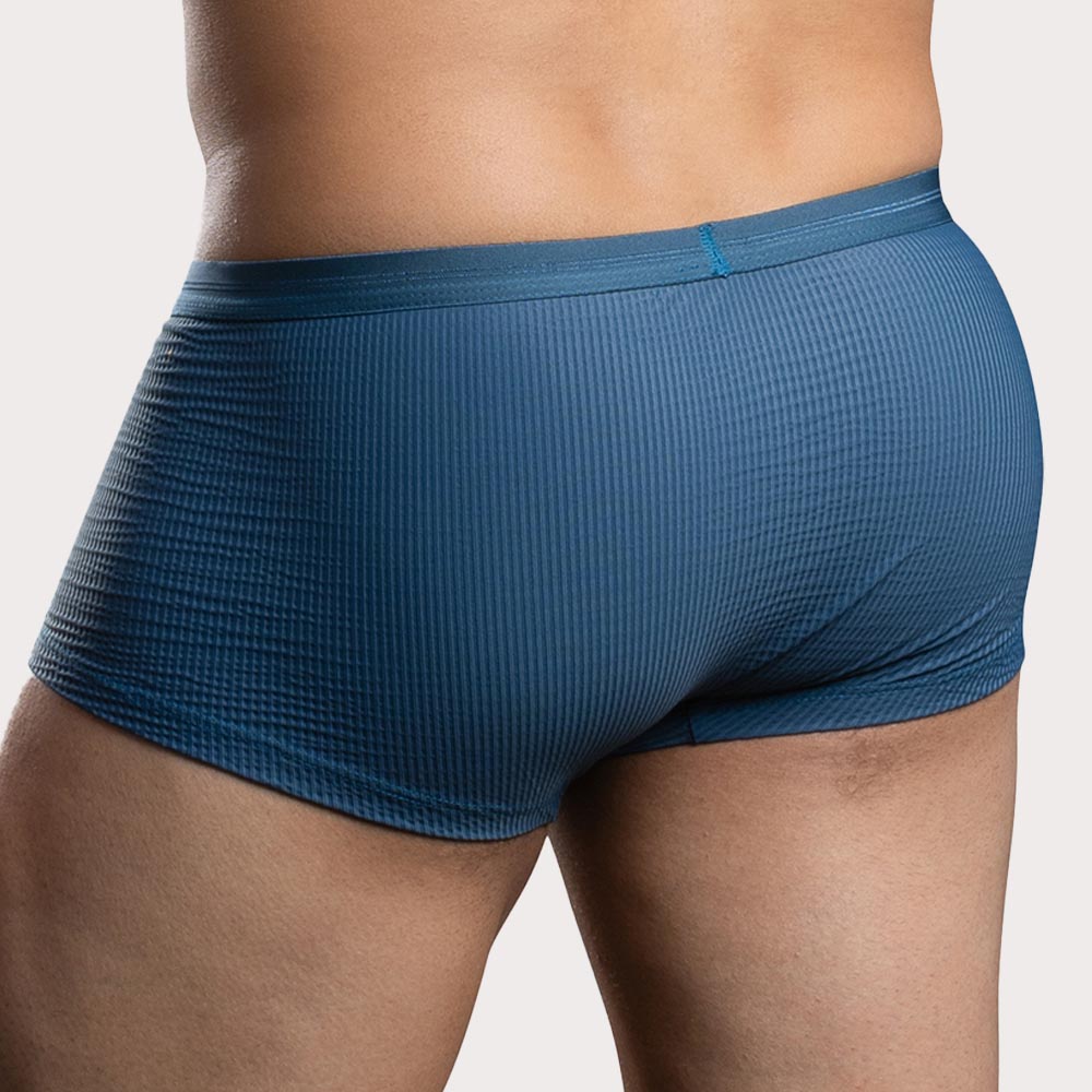 Andrew Christian Bespoke Capsule Boxer - figurbetonte Boxershorts aus strukturiertem Material in blau, back