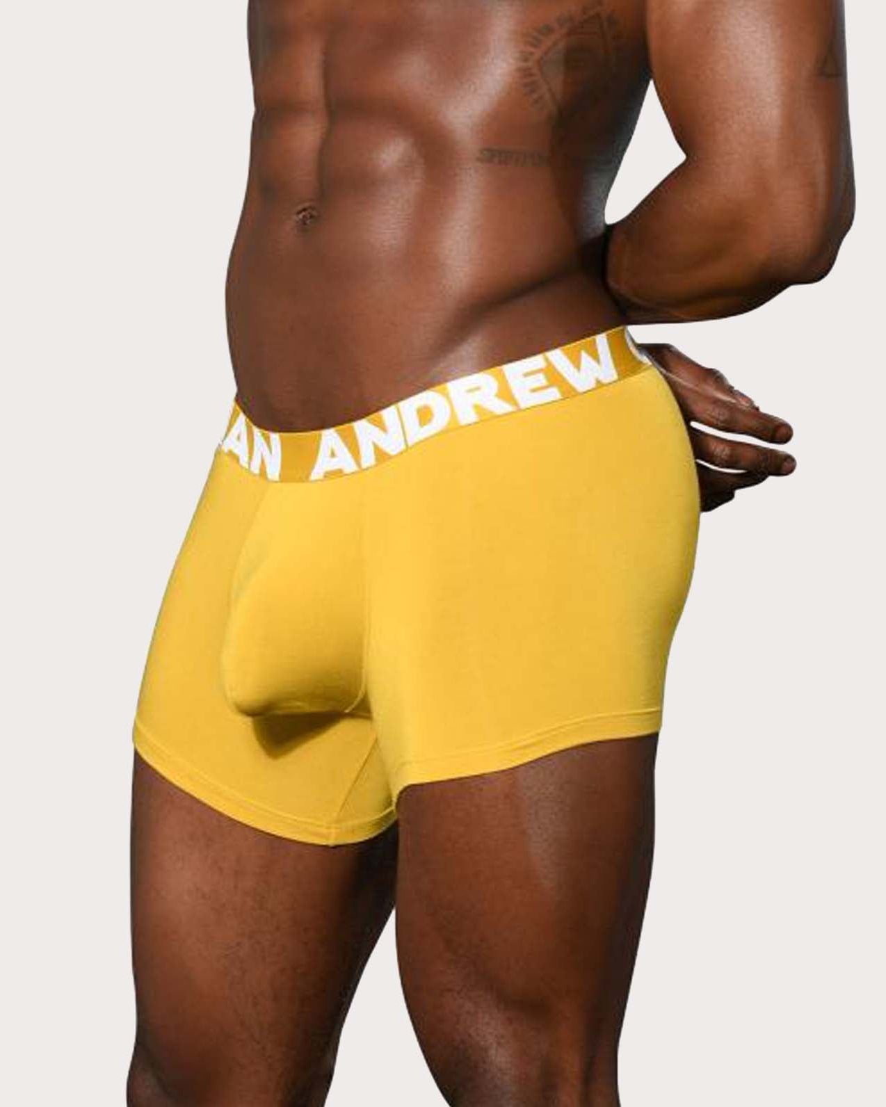 Andrew Christian Bamboo Boxer - Stylische Boxershorts mit Almost Naked® Pouch, gelb, side
