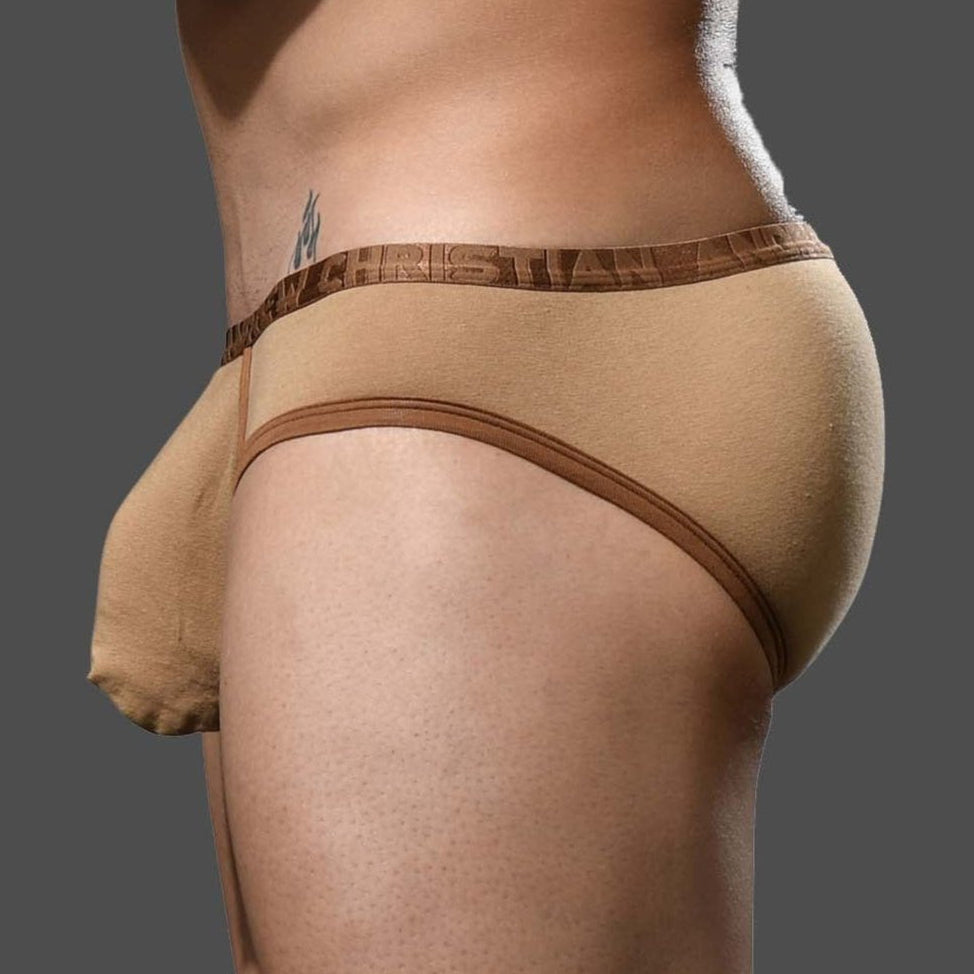 Knapper Low-Rise Slip von Andrew Christian 'Fly Tagless Brief w/Almost Naked' tan braun, side, 53636326719814, 53636326752582, 53636326785350, 53636326818118