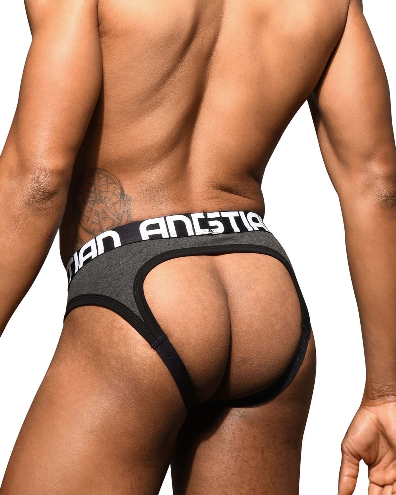 Andrew Christian Fly Jock 93073 - Männer Jockstrap mit Almost Naked Pouch, grau, back