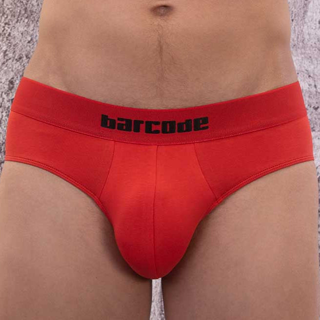 Barcode Berlin Brief Costas - Klassischer Männer Slip mit markantem Design in rot