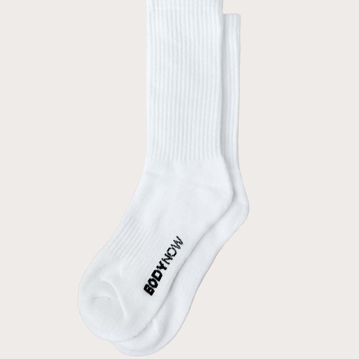 Bodynow Socks 'Everyday Premium' Original- weiße Sportsocken in Crew Length mit schwarzem Logo