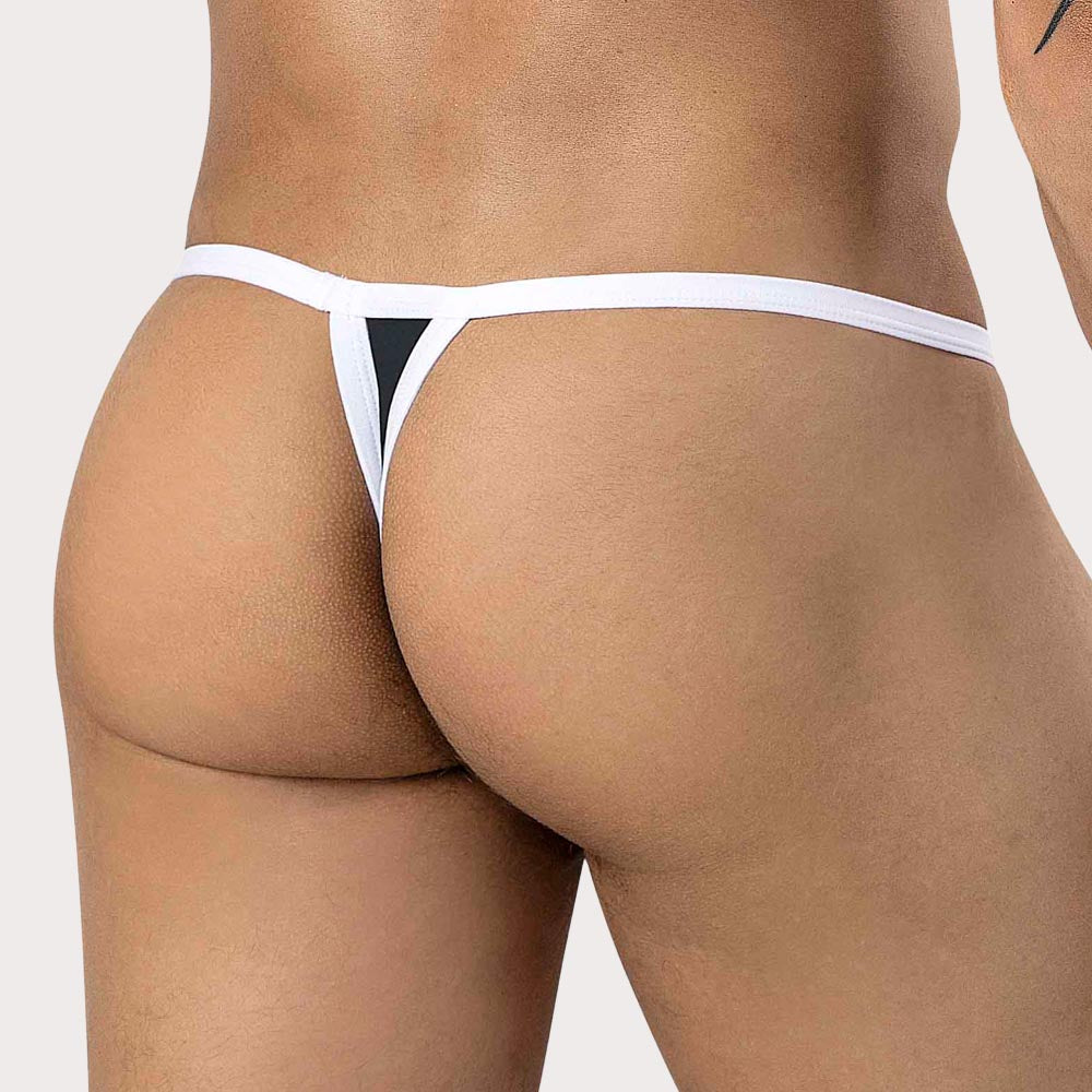 Clever Boreas Thong - Herren String-Tanga mit anatomischem Pouch aus elastischer Mikrofaser in schwarz, back