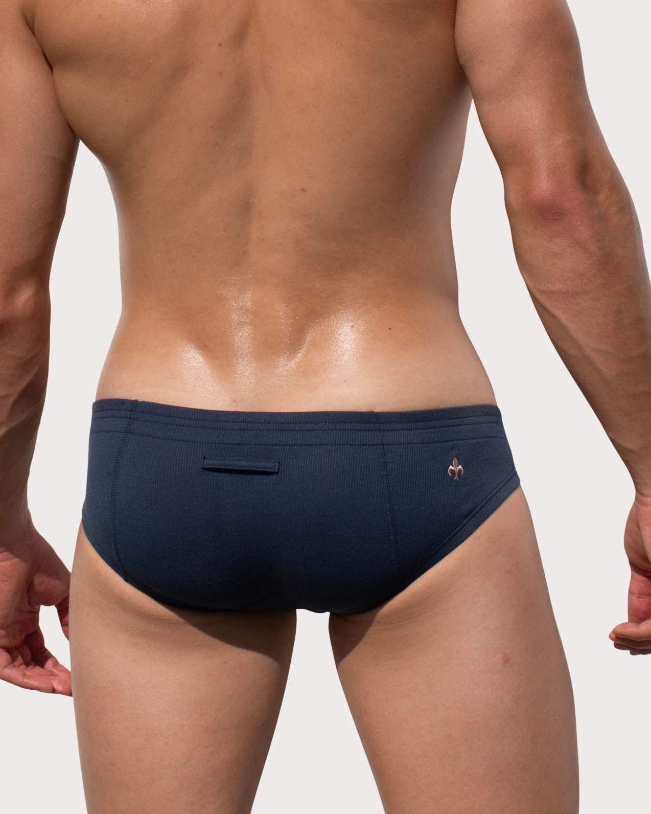 Waterboy Brief - Sexy Low-Rise Slip für Männer mit Knopf-Eingriff, navy, back