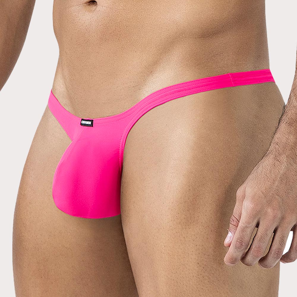 Cut4Men Sp4ndex Glow Bulge Plus Thong - knapper Männer String mit großzügigem Pouch aus weicher Mikrofaser in pink