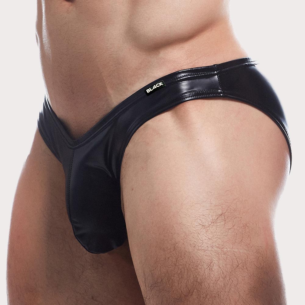 Cut4Men BL4CK Boost Brief - Männer Slip in Lederoptik mit softem Tragekomfort
