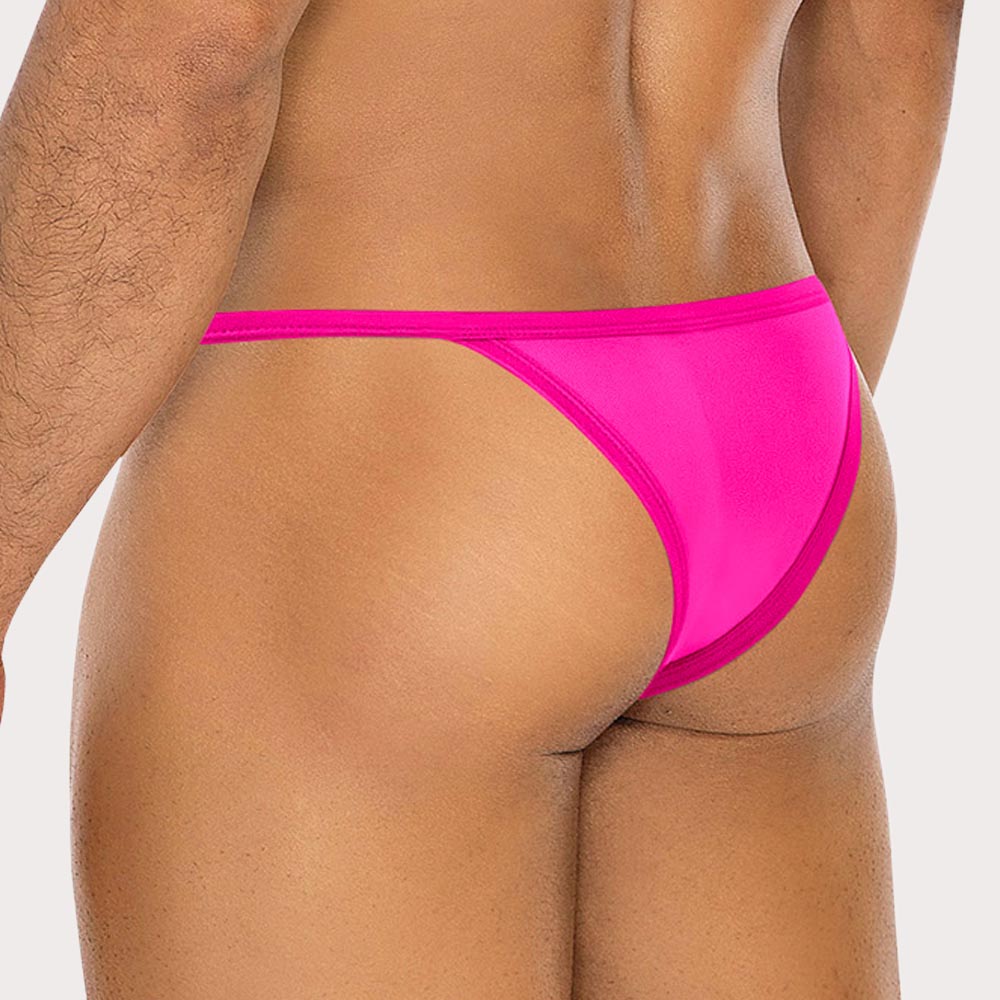 Cut4Men SP4NDEX GLOW Tanga Kini - knapper Herren Tanga aus durchsichtigem Mesh Material in pink, back