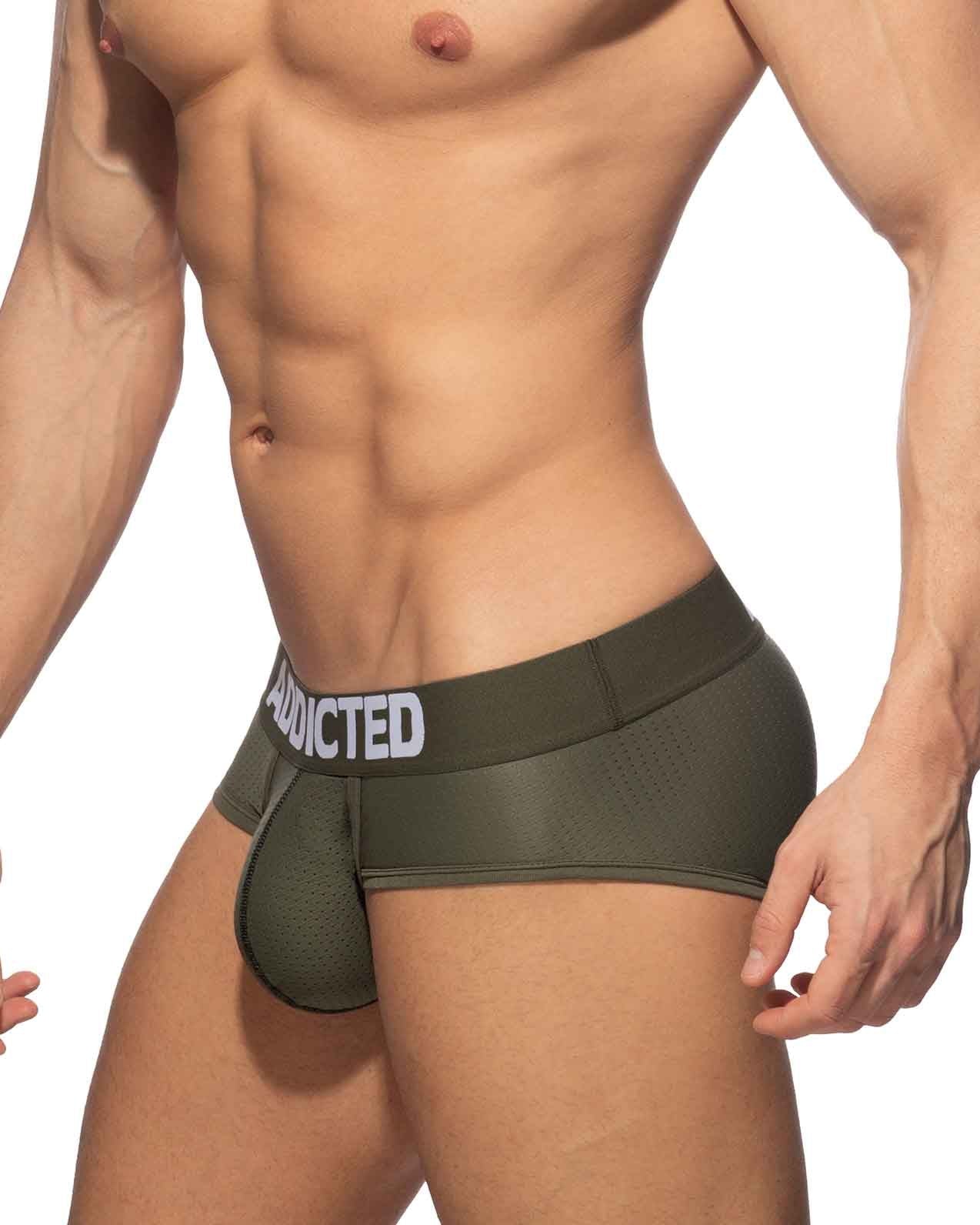 Mesh Slip mit Push-Up Funktion von Addicted Underwear in khaki, Seitenansicht
