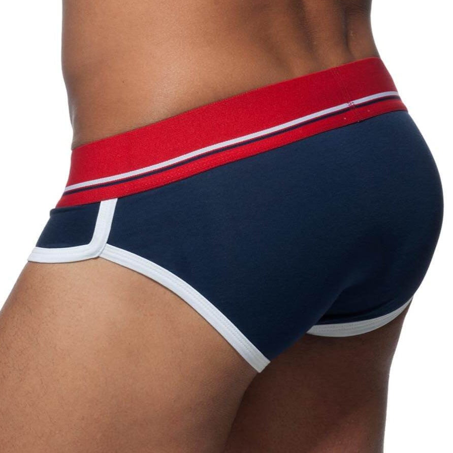 Stylischer Herren Slip in navy-blau 'CURVE BRIEF' aus der Addicted Underwear Kollektion, Rückansicht