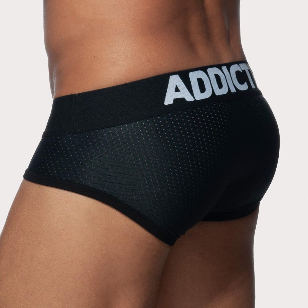 Schwarzer Mesh Slip mit Push-Up Funktion von Addicted Underwear, Rückansicht