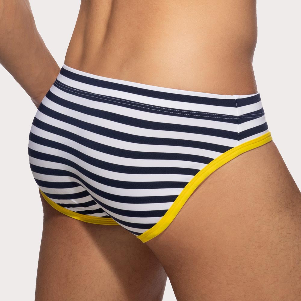 gestreifter Badeslip 'Sailor Swim Brief' von Addicted mit Push Up Einlage, Rückseite