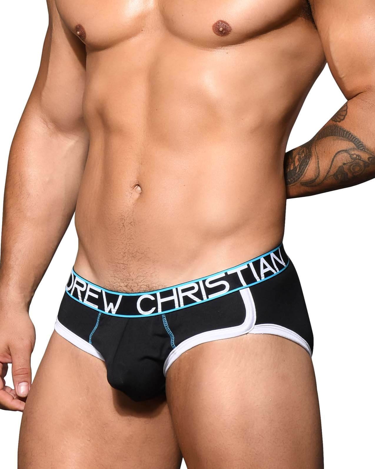 Schwarzer Andrew Christian Slip 'Show-IT Brief' mit Push-UP Funktion aus Modal, Seitenansicht