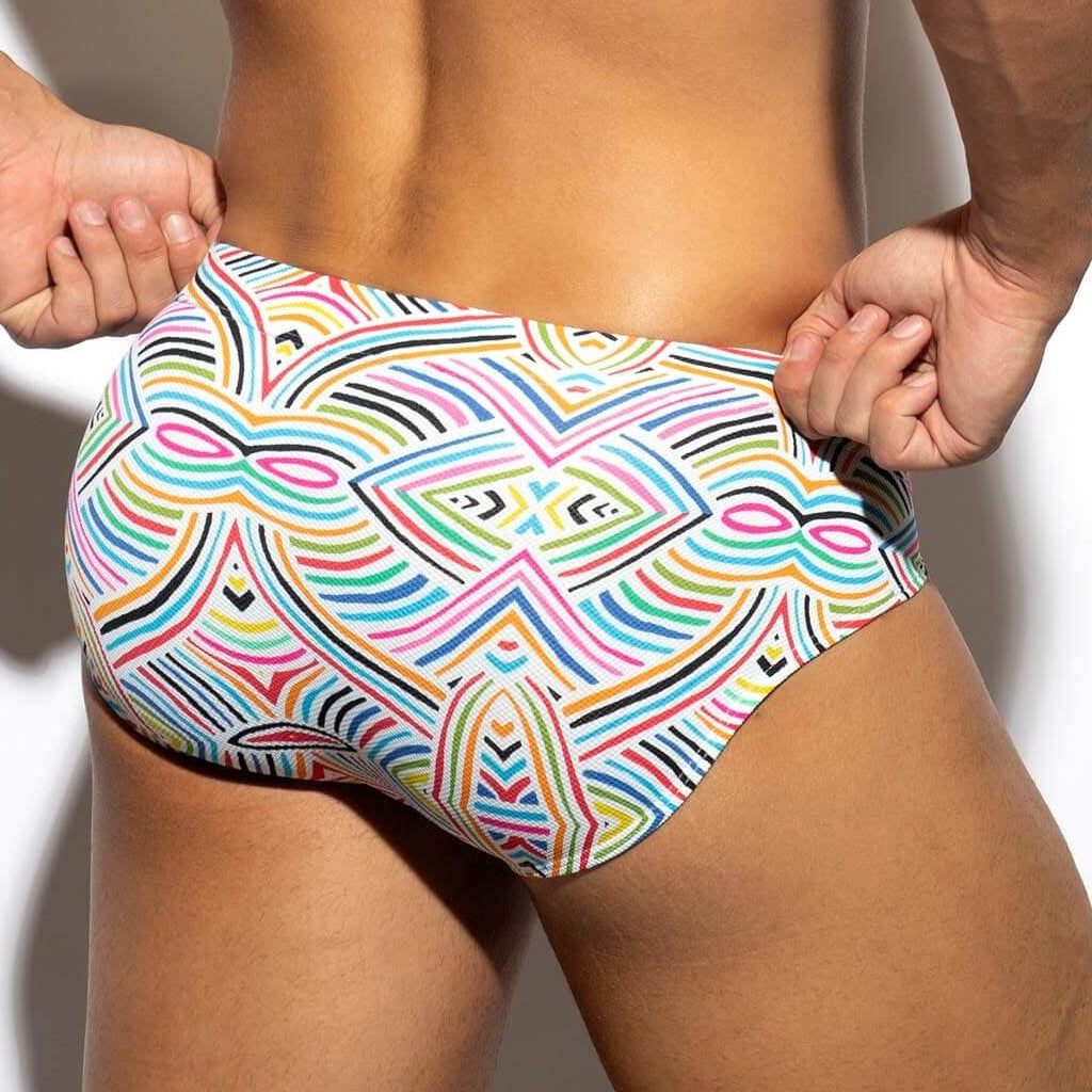 Push-Up Badeslip in farbenfrohem Design von ES Collection Swimwear, Rückansicht