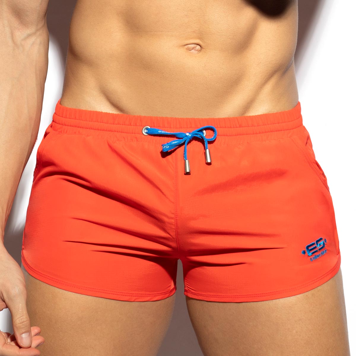 Super Kurze Badeshorts 'Plain Rocky Shorts' von ES Collection in orange, Frontansicht