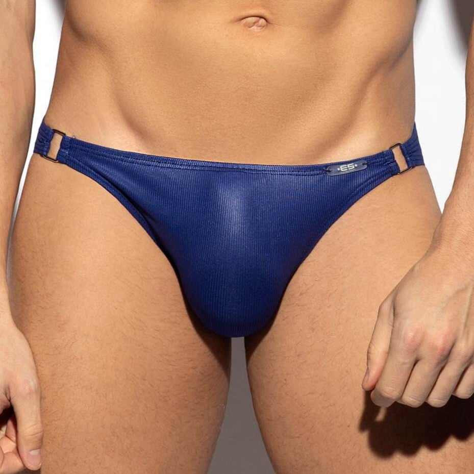 glänzender Herren Mini Slip 'SHINY RIB Bikini' von ES Collection in navy