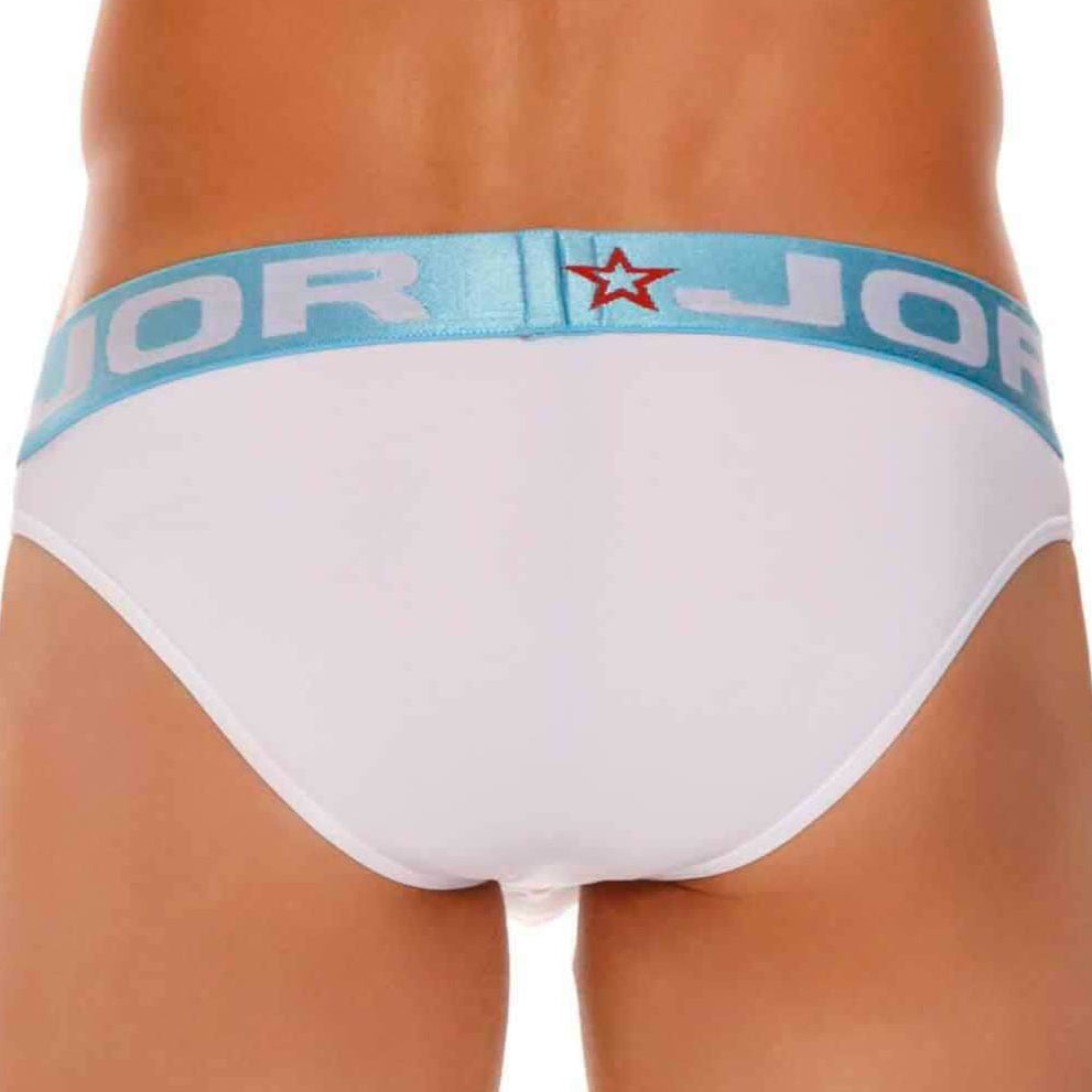 Microfaser Herren Slip 'BIKINI BRIEF' in weiß von JOR Underwear, Rückansicht