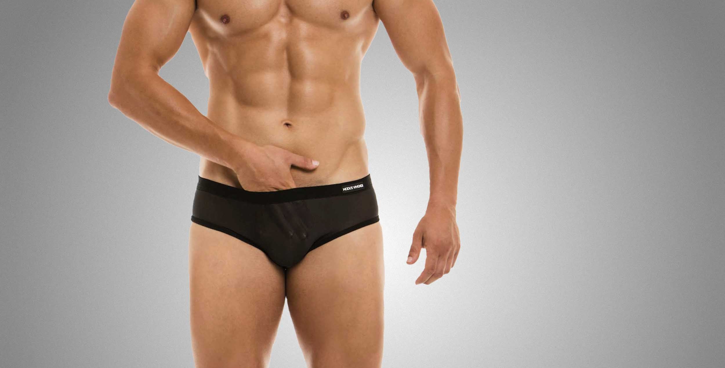 Transparente Mesh-Unterhose aus Netzstoff für Männer in schwarz / Black See-Through Men's Underwear
