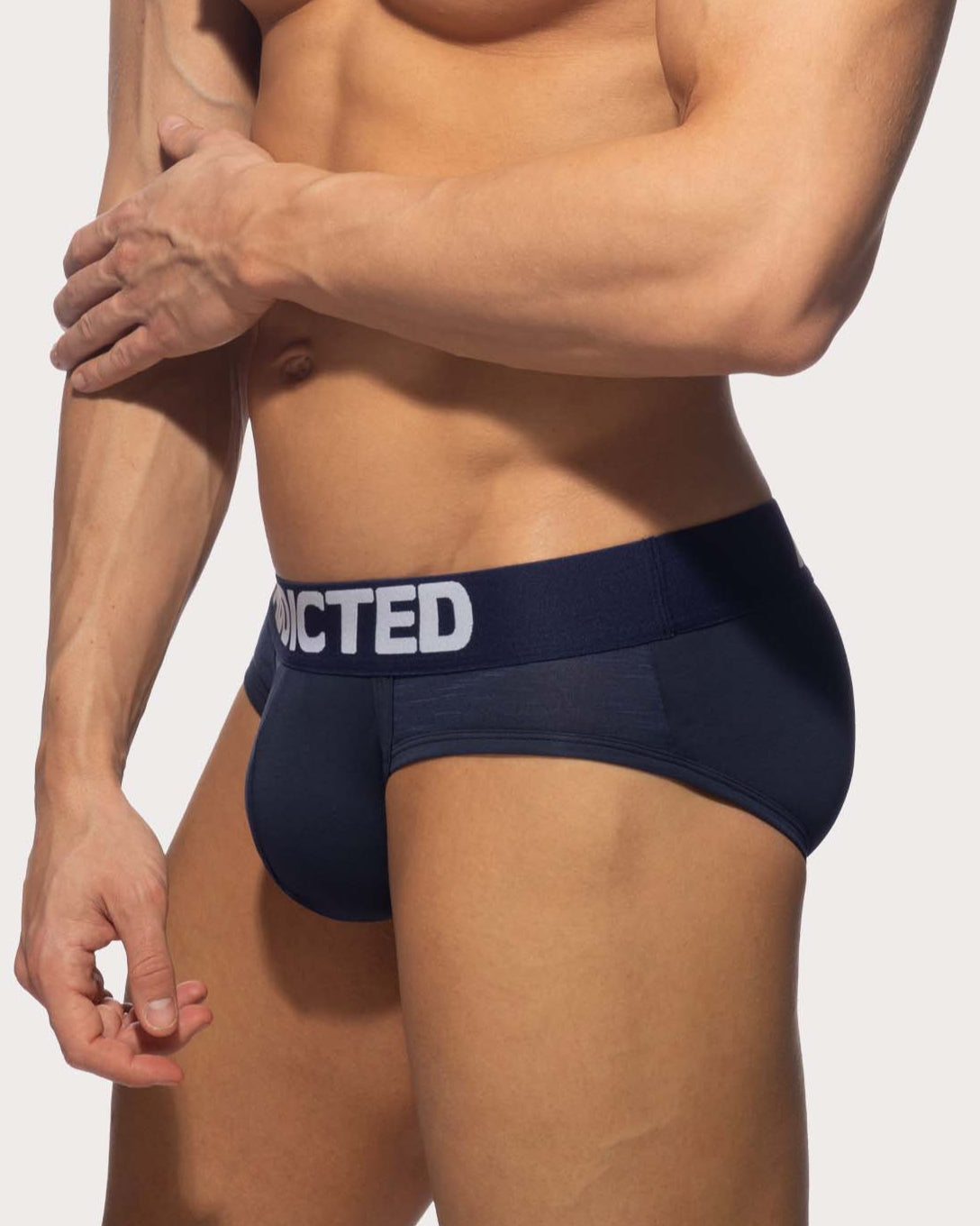 Addicted Flame Cotton Basic Brief - Navy-blauer Slip mit breitem Bund und großzügigem Pouch aus angenehm soften Material, side