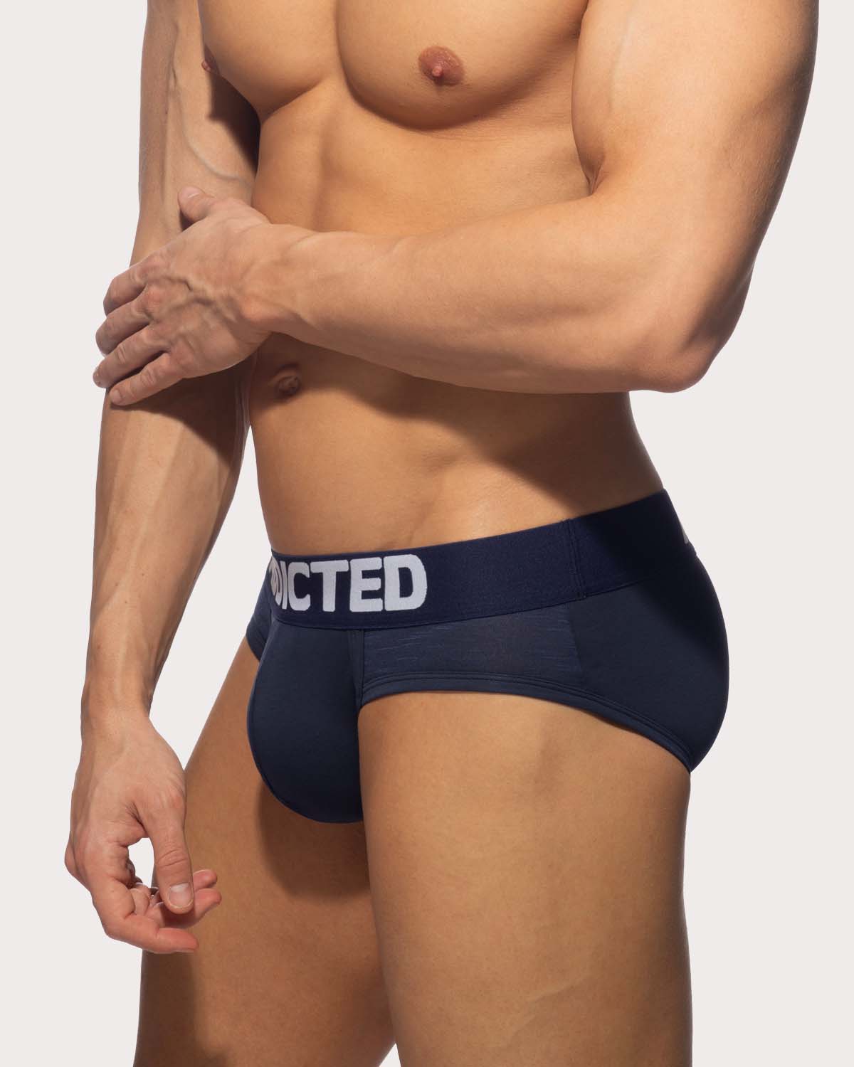 Addicted Flame Cotton Basic Brief - Navy-blauer Slip mit breitem Bund und großzügigem Pouch aus angenehm soften Material, side