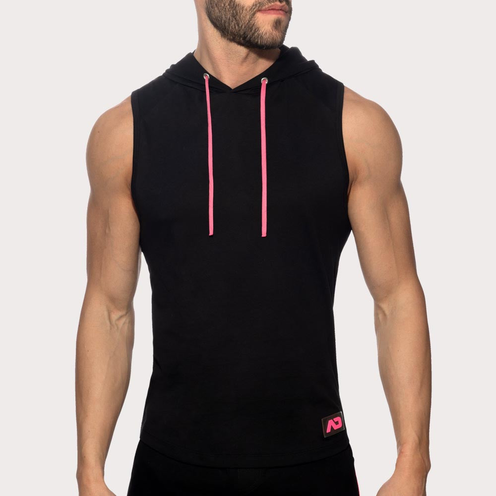 Addicted Band Cotton Hoody - Sleeveless Kapuzenpullover mit stylischen Details aus reiner Baumwolle, front