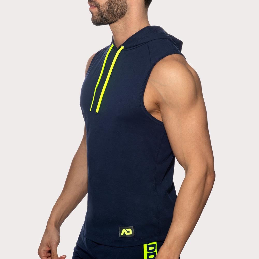 Addicted Band Cotton Hoody - Sleeveless Kapuzenpullover mit stylischen Details aus reiner Baumwolle, navy