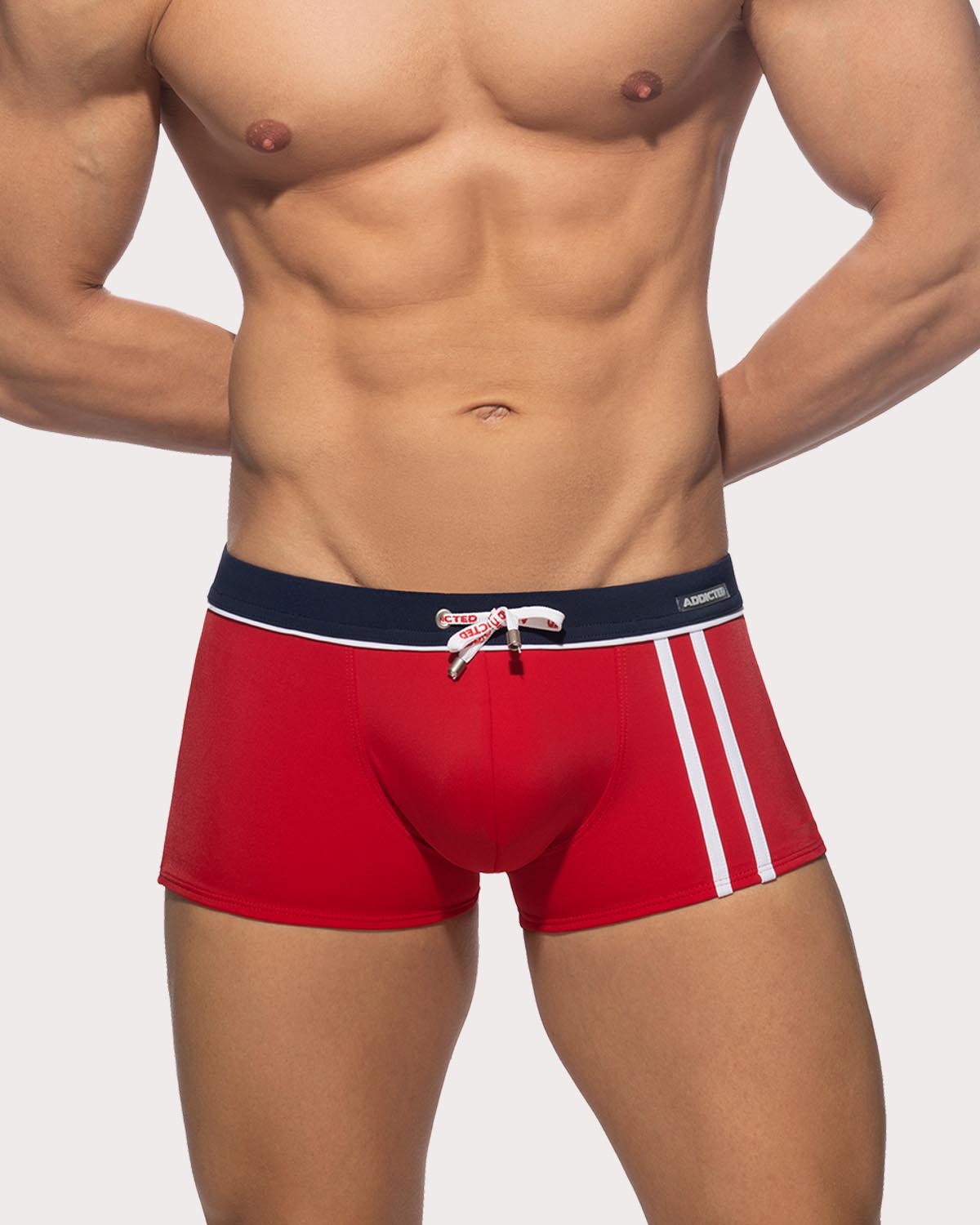 Addicted Badehose 'Detail Binding Swim Boxer' mit Push-Up Einlage in rot