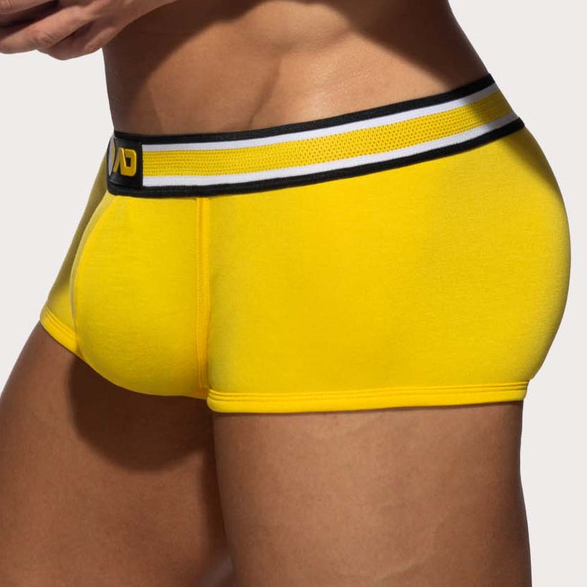 Addicted Super Soft Trunk - Auffällige Boxershorts für Männer mit großzügigem Pouch und Racing Streifen am Bund in gelb, side