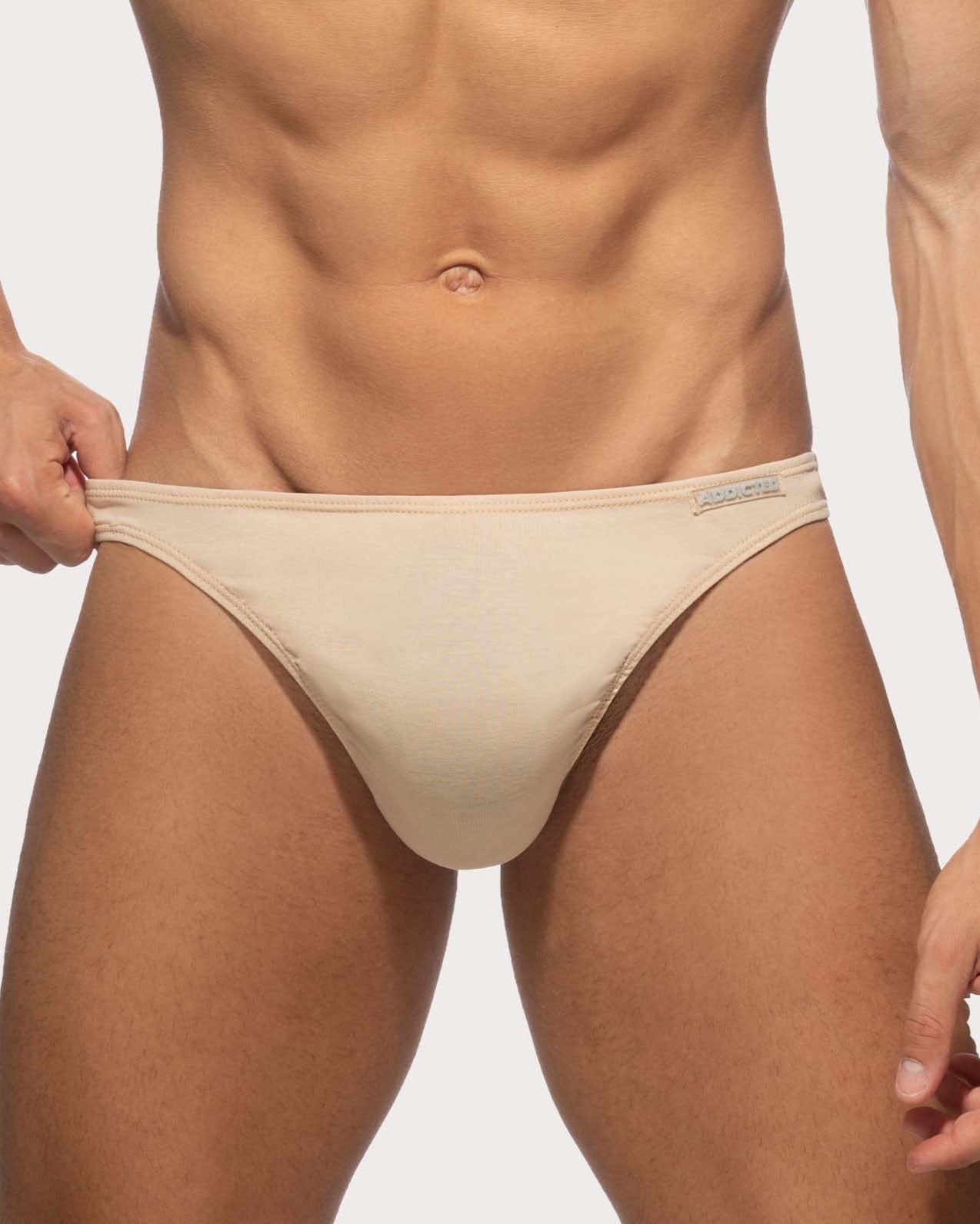 Addicted Herren String-Tanga 'Cotton Thong'  AD986 beige, front, 54093862404422, 54093862437190, 54093862469958, 54093862502726, 54093862535494