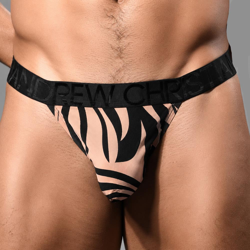 Gemusterter Herren String-Tanga von Andrew Christian 'Palmero Sheer Thong'  93318