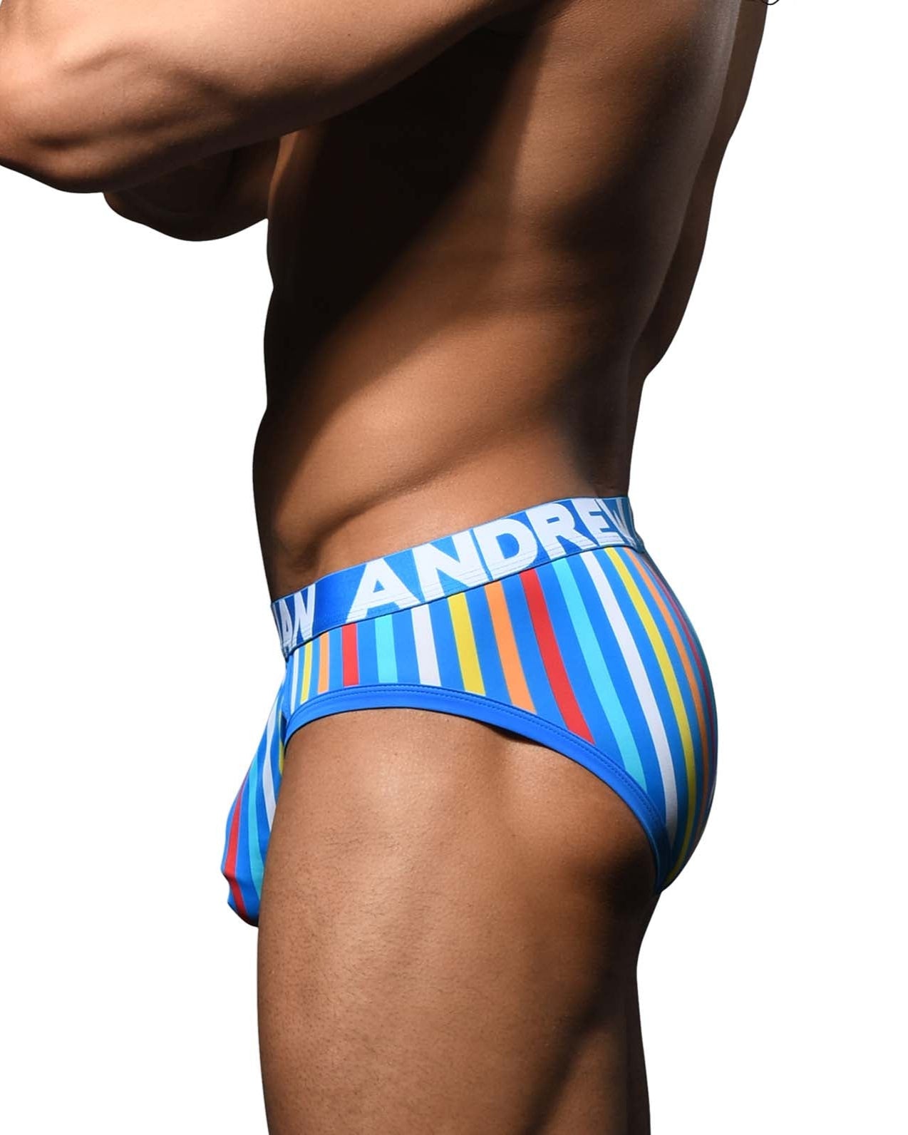 Andrew Christian California Stripe Brief -Gestreifter Herren Slip mit Almost Naked Technology, side