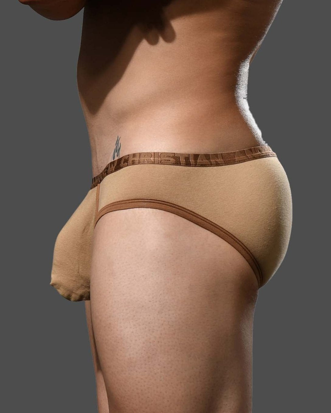 Knapper Low-Rise Slip von Andrew Christian 'Fly Tagless Brief w/Almost Naked' tan braun, side, 53636326719814, 53636326752582, 53636326785350, 53636326818118