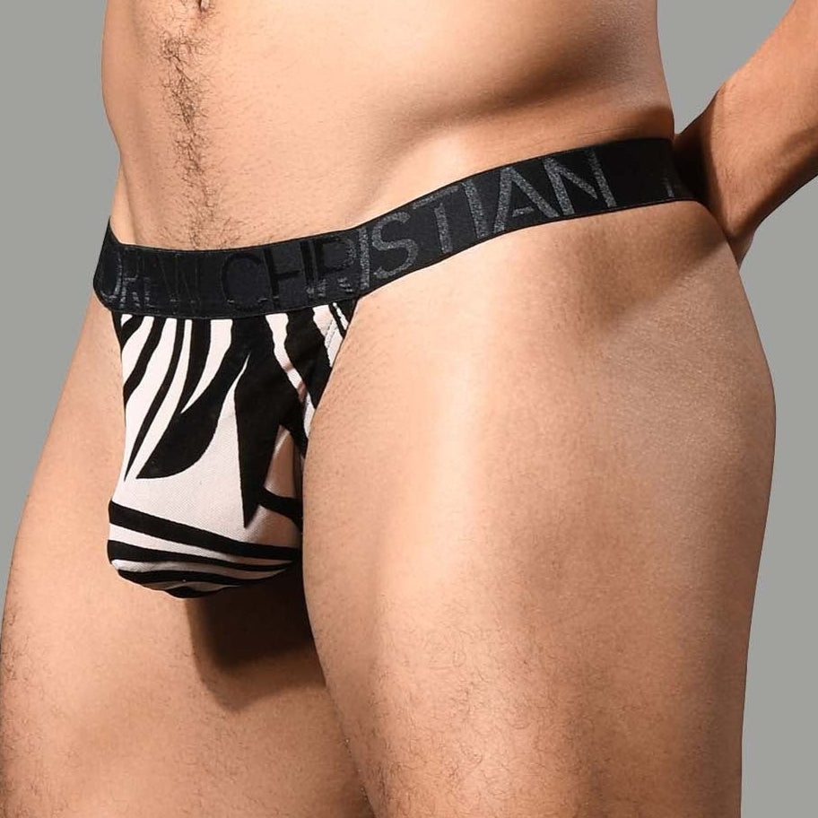 Gemusterter Herren String-Tanga von Andrew Christian 'Palmero Sheer Thong' 93318, 50181365236038, 50181365268806, 50181365301574, 50181365334342