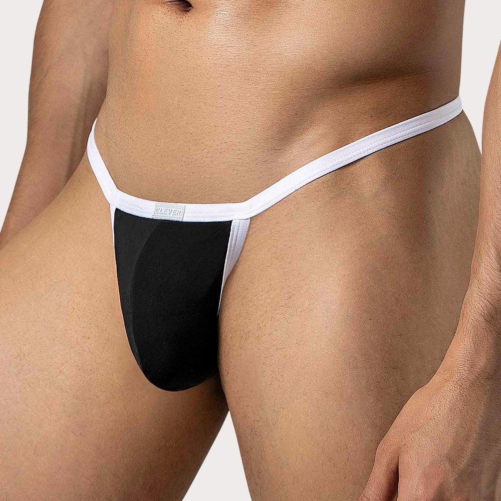 Clever Boreas Thong - Herren String-Tanga mit anatomischem Pouch aus elastischer Mikrofaser in schwarz, side