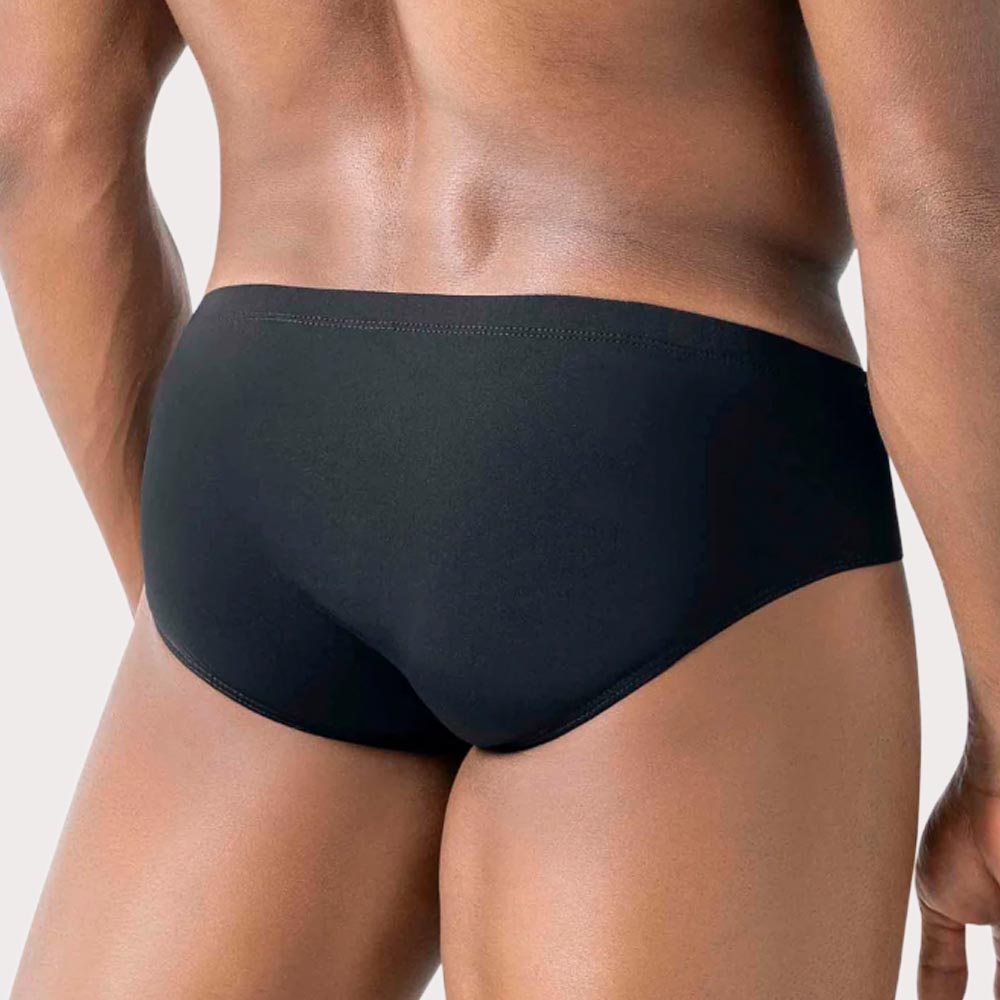 Clever Latin Brief - Knapper Low Rise Slip mit Push-Up Effekt aus glatter Mikrofaser, schwarz, back