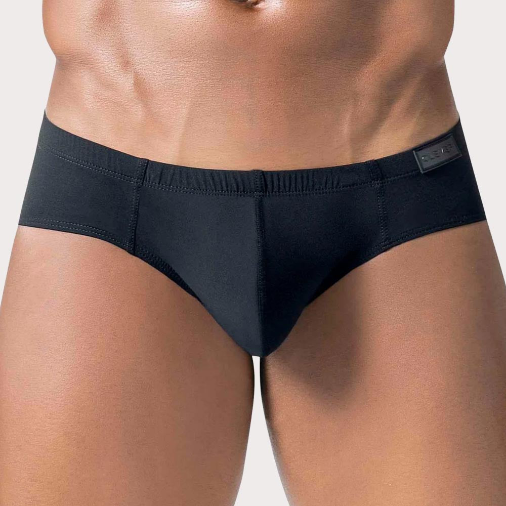 Clever Latin Brief - Knapper Low Rise Slip mit Push-Up Effekt aus glatter Mikrofaser, schwarz, front