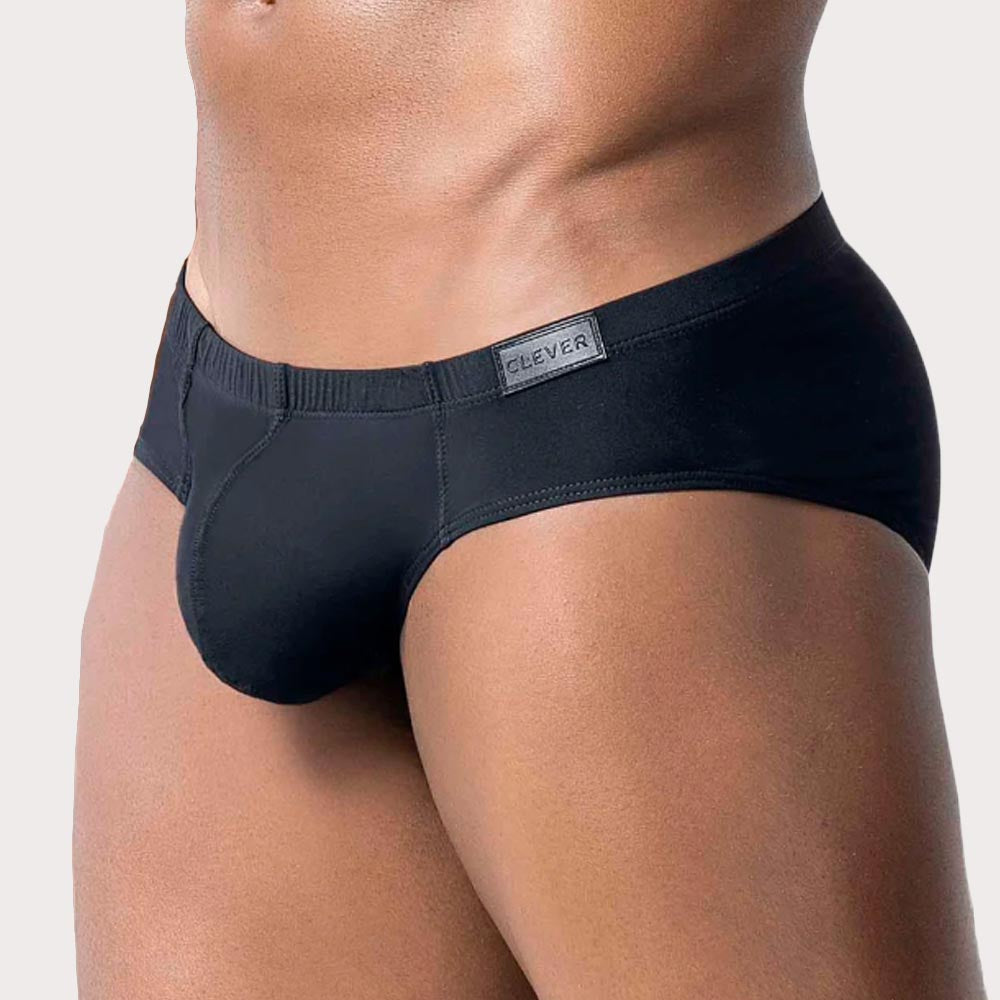 Clever Latin Brief - Knapper Low Rise Slip mit Push-Up Effekt aus glatter Mikrofaser, schwarz