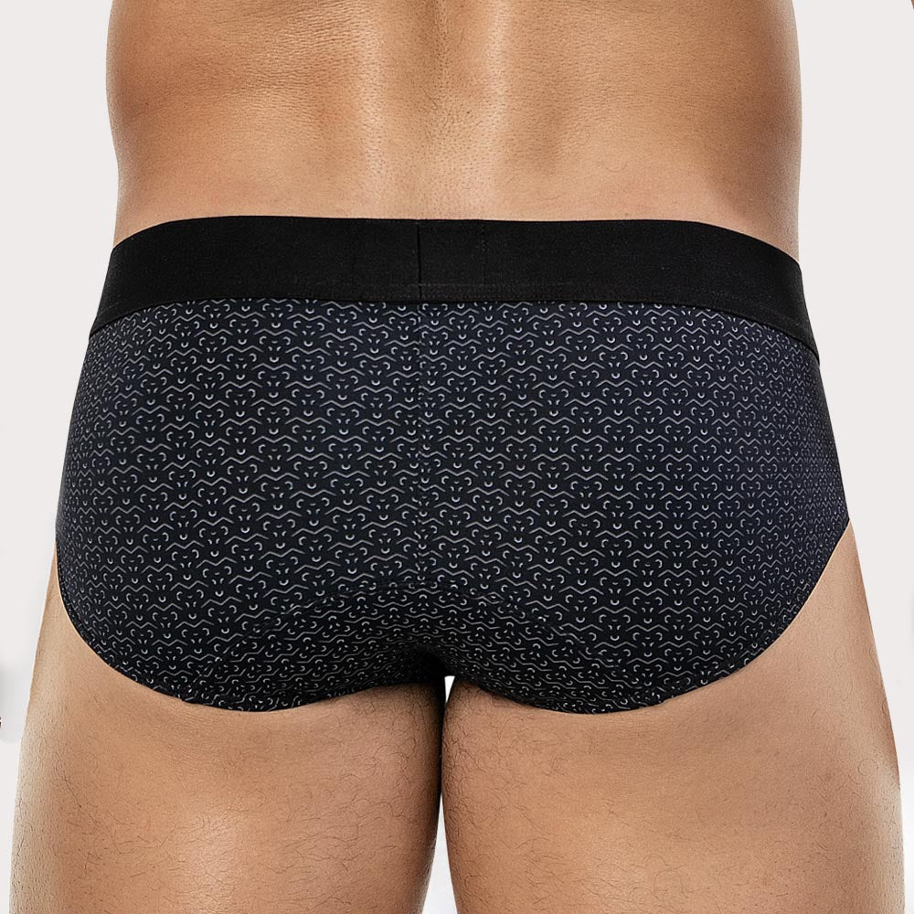 Clever Eros Classic Brief - Herrenslip aus Mikrofaser mit Grafik-Print in schwarz, back