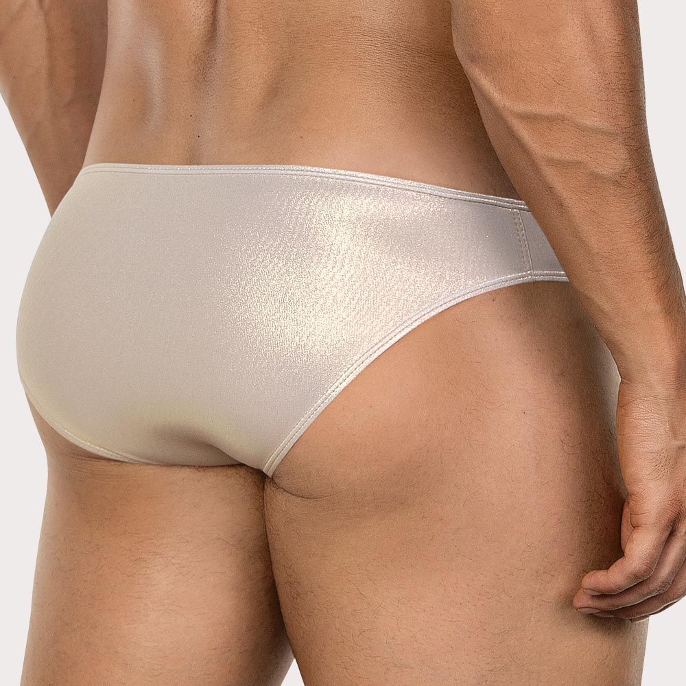 Clever Nemesis Latin Brief - Mini Slip für Herren mit metallisch goldenem Glanzeffekt und enger Passform, back