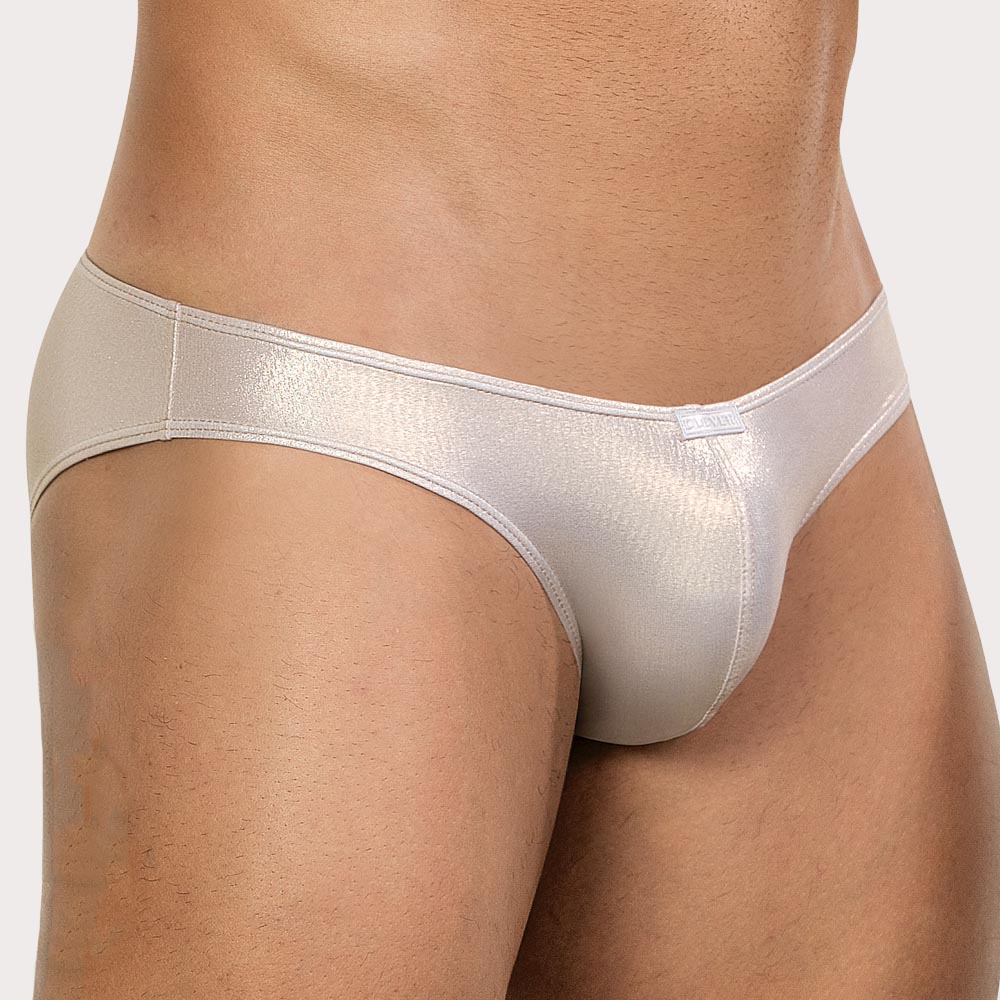 Clever Nemesis Latin Brief - Mini Slip für Herren mit metallisch goldenem Glanzeffekt und enger Passform, side