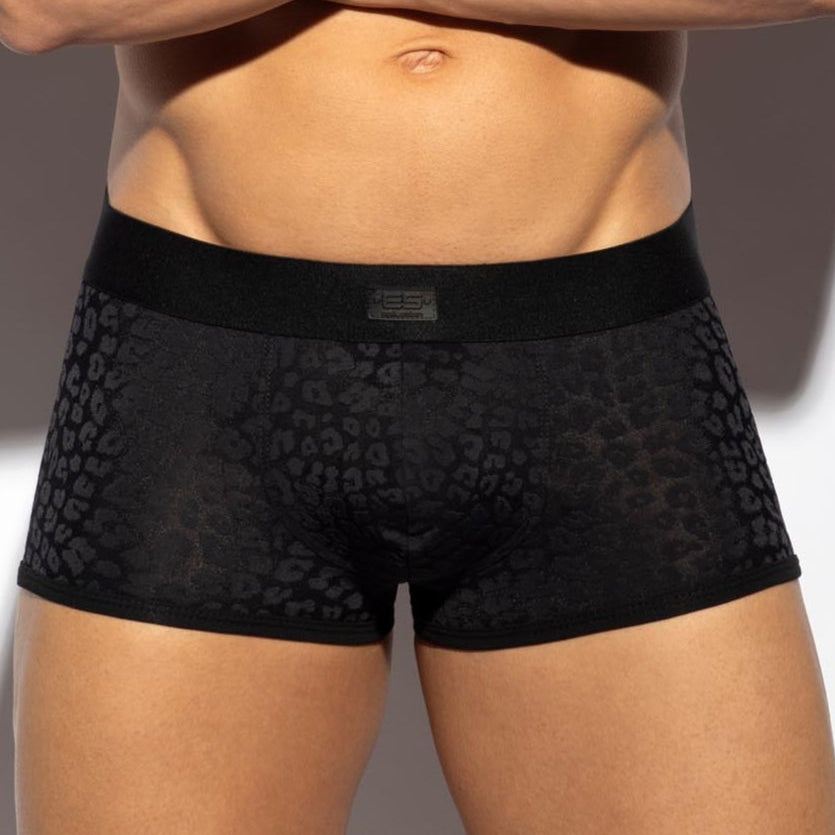 ES Collection Black Leopard Trunk - Boxershorts mit sexy Leoparden Muster in schwarz