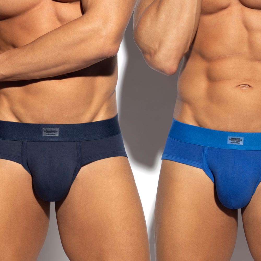 ES Collection 2er Pack Basic Cotton Brief in navy & royal blau