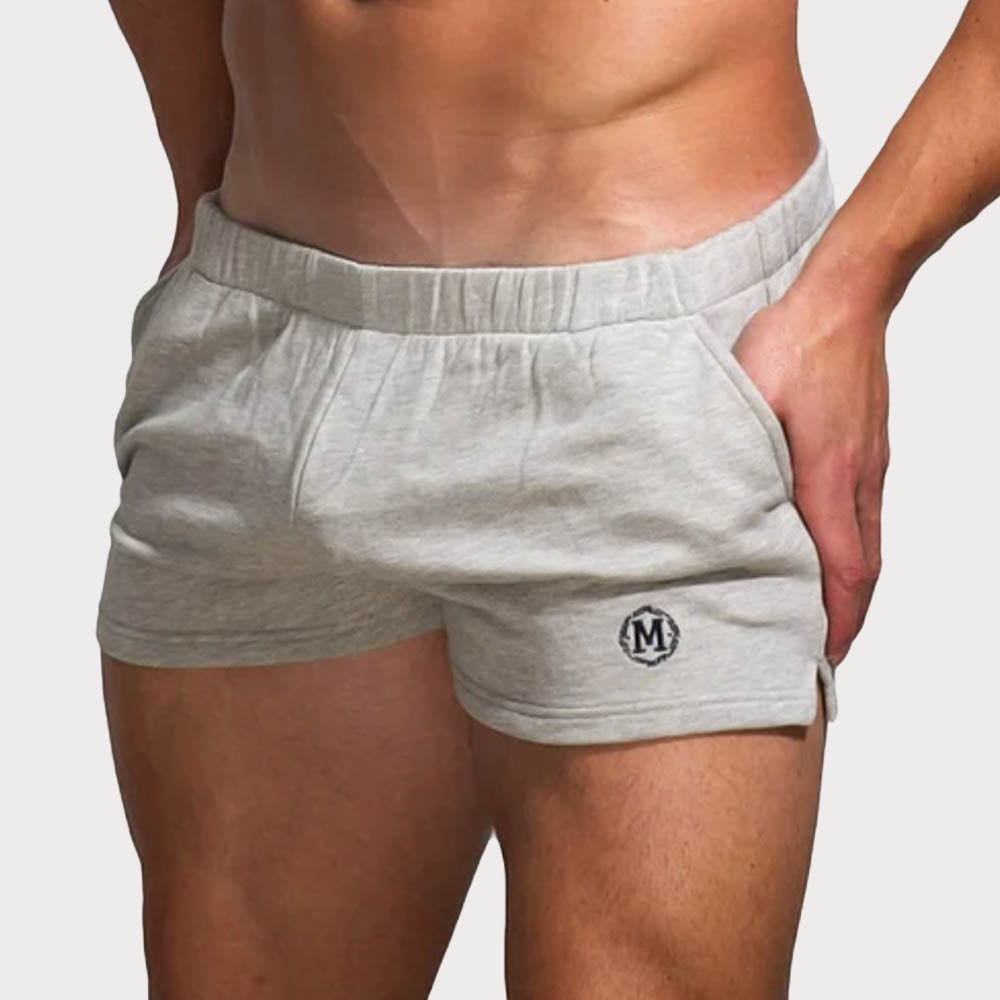 Marcuse Physical Shorts - Kurze Sporthose für Männer im Slim-fit Design in hell-grau, side