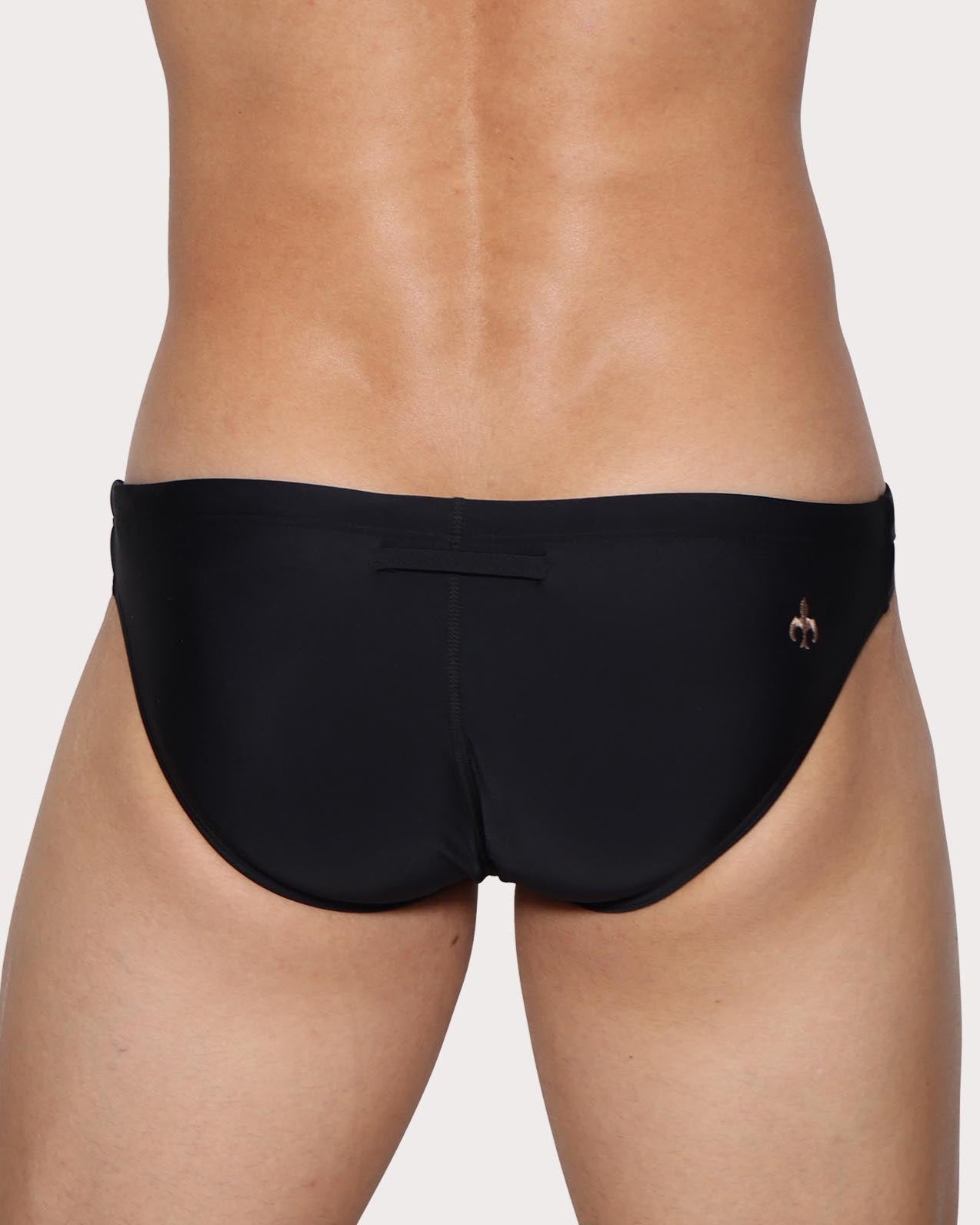Marcuse Urbane Swim Brief - Sexy Low-Rise Badeslip mit innenliegender Schnürung, schwarz, back