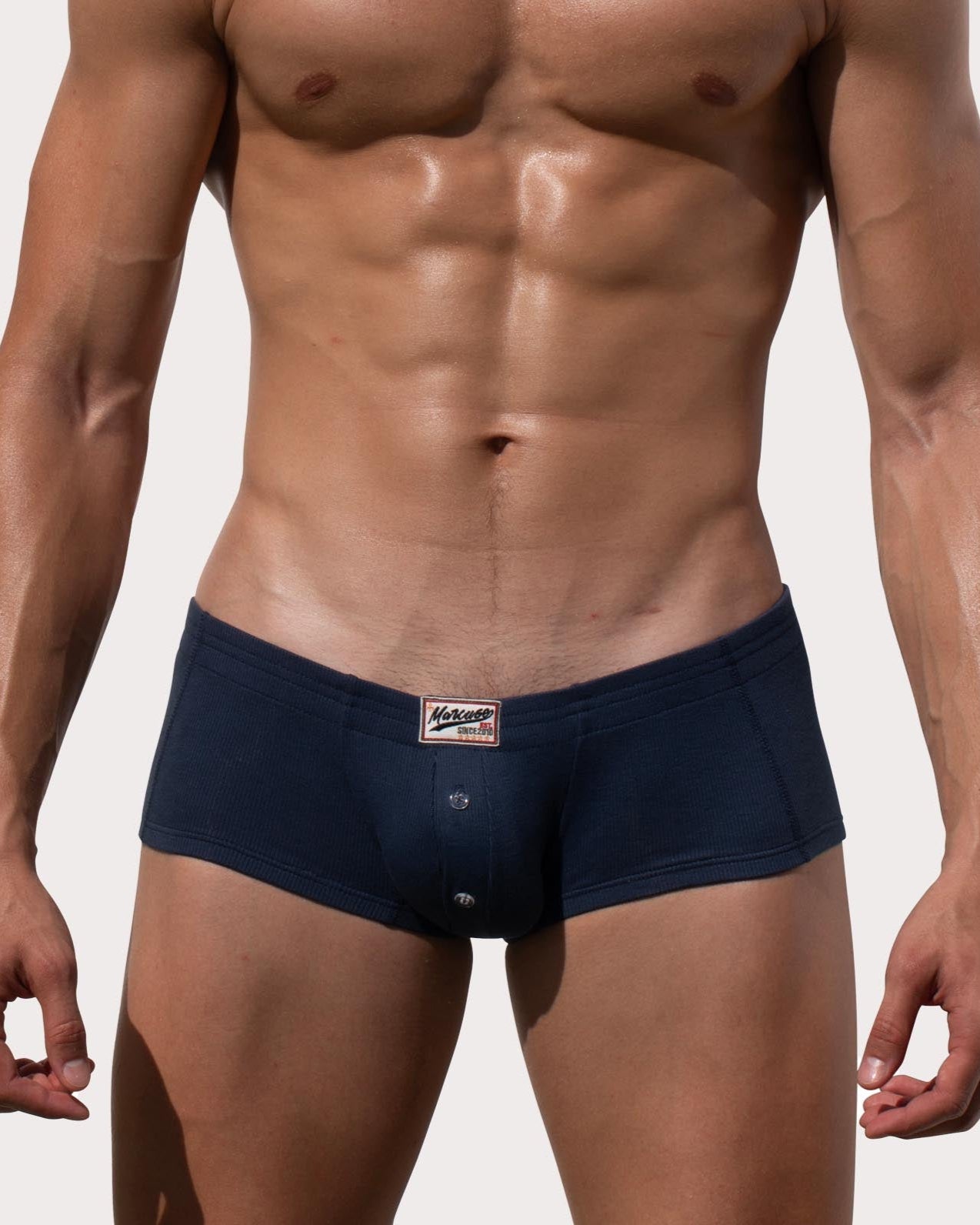Marcuse Waterboy Boxer - sexy Low-Rise Mini Pants mit Knopf-Eingriff, navy-blau, front