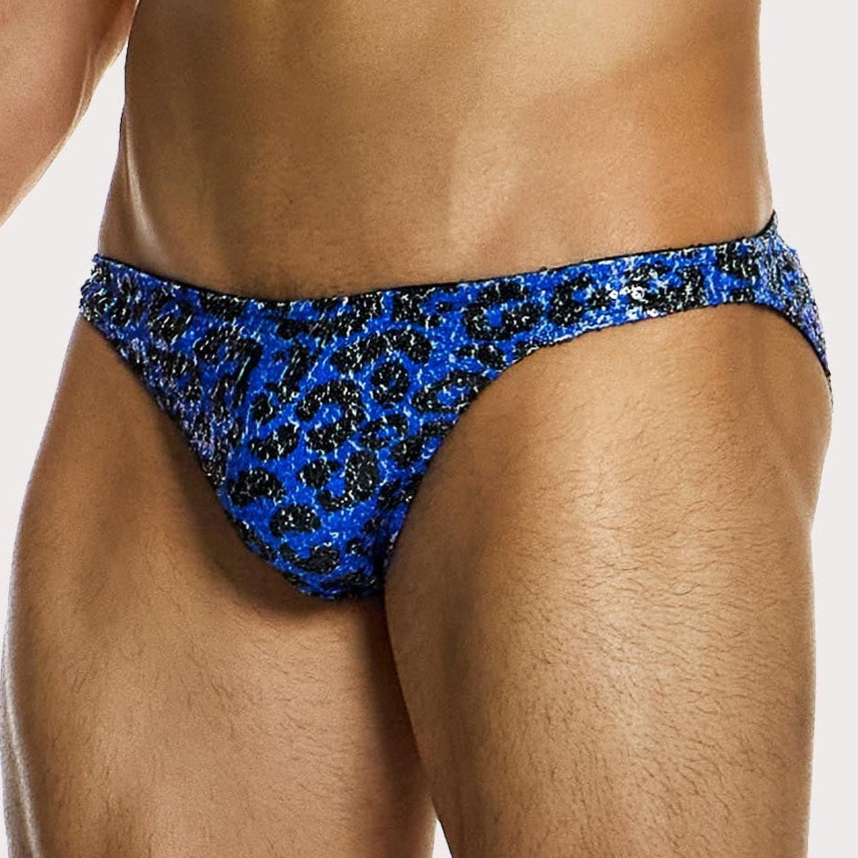Modus Vivendi Slip 'Leopard Sequin Low Cut Brief' blue, front, 50621238673734, 50621238706502, 50621238739270, 50621238772038